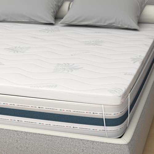 Topper aus Memory Foam 110x190 - Höhe 10 cm, Abziehba, Aloe Vera, Medizinprodukt von miasuite i sogni italiani