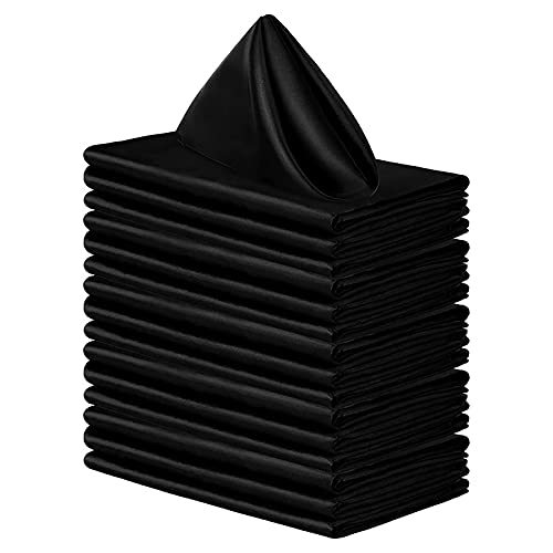 Ailler 20 x Baumwoll-Servietten, 50 x 50 cm, Servietten aus Stoff, maschinenwaschbar, Servietten, Hochzeit, weich, quadratische Servietten aus Satin – Schwarz Ailler 20 x Baumwoll-Servietten, 50 x 50 cm, Servietten aus Stoff, maschinenwaschbar, Servietten, Hochzeit, weich, quadratische Servietten aus Satin – Schwarz von Ailler