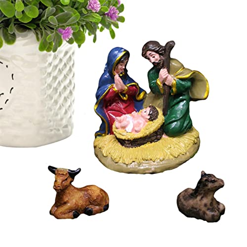 Ailopta Krippenfiguren - Krippenfiguren für Weihnachten Indoor | Miniatur-Tischszenen, religiöse Weihnachtskrippen-Set-Ornamente von Ailopta