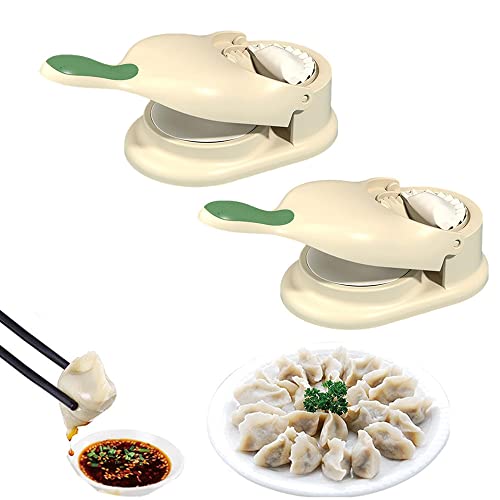 Ailovone 2-in-1-Knödelformdruck 2 Stück Dumpling Maker Dumpling Moulds Knödelmaschine Teigtaschenformen Knödelhautform Manuelle Teigpresse Hautverpackungen Küchenwerkzeuge (Beige) von Ailovone