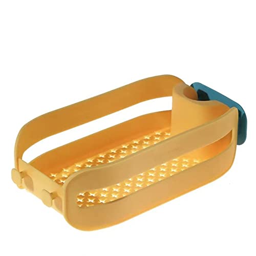 Ailovone 2 in 1 Spülbecken Organizer Spüle Abtropfgestell Küchenarmatur Schwammhalter Abnehmbarer hängender Wasserhahn Abtropfgestell Seifenschale für Zuhause, Küche, Badezimmer (gelb) von Ailovone