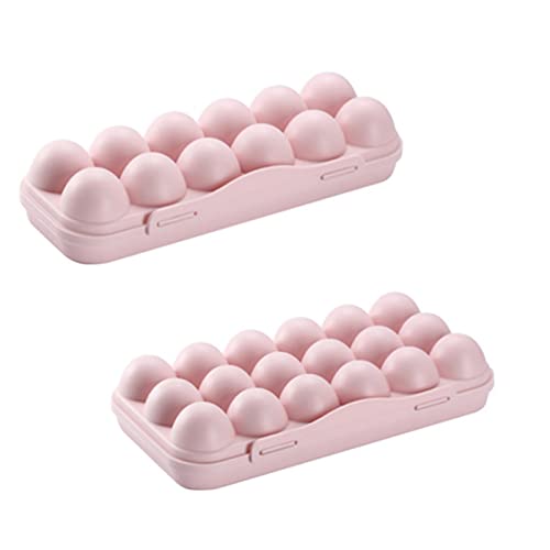 Ailovone 2er Set Eierbox Eier Aufbewahrungsbox Eier Behälter Stapelbar Eierbehälter Mit Deckel Eierbox Eierbehälter für Kühlschrank Eier Organizer für Küchen wiederverwendbar (Rosa-2pcs) von Ailovone