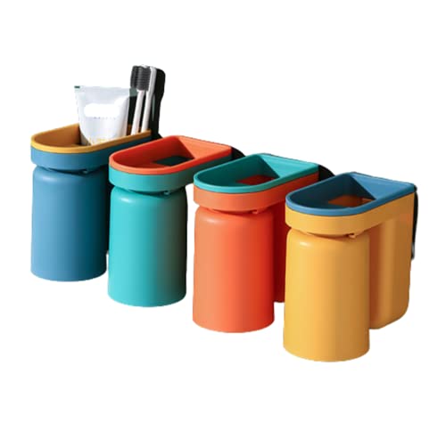 Ailovone 4 pcs Zahnbürstenhalter Wand Zahnbürstenhalter Ohne Bohren Zahnputzhalter Familie Set Zahnputzbecher Kunststoff in Badezimmer Dekorationsregal (4pcs) von Ailovone