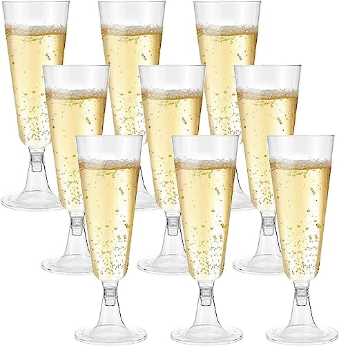 Ailovone 50 Stück Sektgläser plastik Durchsichtige Champagnergläser 150ml Sektkelch Sektflöten Biergläser für Hochzeiten, Geburtstage, Weihnachten & Partys (50PCS) von Ailovone