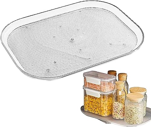 Ailovone Drehbares Gewürzregal Kühlschrank Drehteller Organizer Rechteckig Transparenter 360°Drehbarer Kühlschrank Organizer für Schrank, Tisch, Speisekammer, Fridge, Arbeitsplatte (30x40cm) von Ailovone