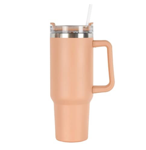 Ailovone Edelstahl Isolierter Becher 40oz 1200ml Thermobecher mit Strohhalm Tragbare Autobecher Vakuumisolierter Reisebecher Mit Deckel Und Griff Reisebecher Für Kalte Heiße Getränke (Ingwer) von Ailovone