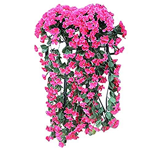 Ailovone Künstlich Hängende Blumen künstliche hängepflanzen kunstblumen Balkon Kunstblumen Veilchen Hgende Blumen Künstliche Blumen an der Wand efeu künstlich für Büro, Party (HotPink-1pcs) von Ailovone