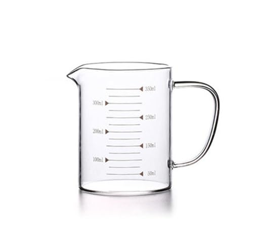 Ailovone Messbecher mit Deckel Glas Messbecher mit Griff Temperaturbeständig Messkanne Transparent Messbehälter mit Skalen für Mikrowelle Als Küchenhelfer und Back Zubehör (350ml) von Ailovone