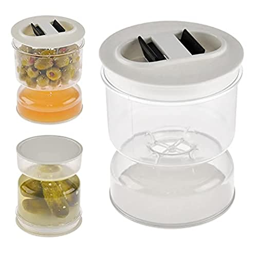 Ailovone pickle jar Pickle and Olive Hourglass Jar Dry and Wet Dispenser flip jar pickle container Pickle and Olives Jar Container with Strainer zum Einlegen, Versiegeln und Aufbewahren(1) von Ailovone