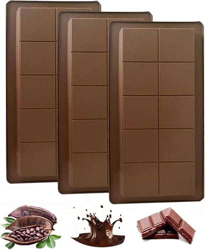 Ailovone Schokoladenform Silikon Tief Schokoladentafel Form Antihaftbeschichtung Schokoladenform Schokolade Wiederverwendbare Silikonform Schokolade zum Backen Zu Hause (3pcs) von Ailovone