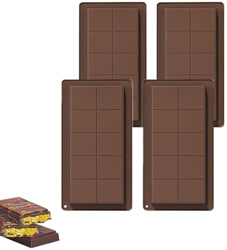 Ailovone Schokoladenform Silikon Tief Schokoladentafel Form Antihaftbeschichtung Schokoladenform Schokolade Wiederverwendbare Silikonform Schokolade zum Backen Zu Hause (4pcs) von Ailovone