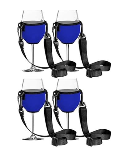 Ailovone weinglashalter zum umhängen 4 Stück Weinglashalter mit Lanyard weinglashalterung ink Glashalter Weinhalter für Picknicks, Partys, Geburtstage, Hochzeiten (Blau) von Ailovone