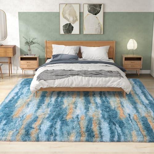 Ailyei Ultraweiche Teppiche für Wohnzimmer, 15,2 x 22,9 cm, abstraktes Blau, großer Zottelteppich für Mädchen, Kinderzimmer, moderner flauschiger Plüschteppich für Zimmer, Wohnheim, Heimdekoration Ailyei Ultraweiche Teppiche für Wohnzimmer, 15,2 x 22,9 cm, abstraktes Blau, großer Zottelteppich für Mädchen, Kinderzimmer, moderner flauschiger Plüschteppich für Zimmer, Wohnheim, Heimdekoration von Ailyei