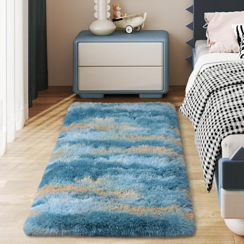 Ailyei Weicher Läufer für Schlafzimmer, Flur, 5 x 10 cm, abstraktes Blau, flauschiger Zottelteppich, rutschfest, für Nachttisch, Schlafsaal, langer, zotteliger pelziger Teppich für Kinderzimmer Ailyei Weicher Läufer für Schlafzimmer, Flur, 5 x 10 cm, abstraktes Blau, flauschiger Zottelteppich, rutschfest, für Nachttisch, Schlafsaal, langer, zotteliger pelziger Teppich für Kinderzimmer von Ailyei
