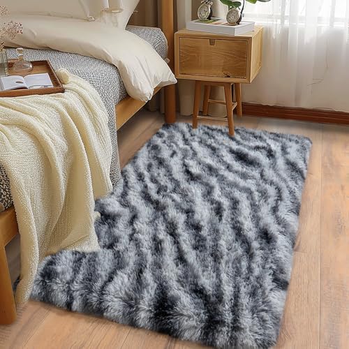 Ailyei Weicher Läufer für Schlafzimmer, Flur, 5 x 10 cm, flauschiger Zottelteppich, rutschfest, für Nachttisch, Schlafsaal, langer, zotteliger pelziger Teppich für Kinderzimmer, Wohnzimmer von Ailyei