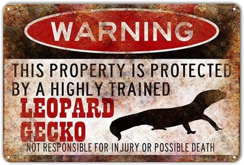 Blechschild Leopard Gecko Schild Lustige Metallschilder Leopard Gecko Geschenk Gecko Zubehör Eidechse Warnschild Wandkunst Wohnkultur Zimmertür Zubehör Poster Geschenke 20,3 x 30,5 cm von AimQurt