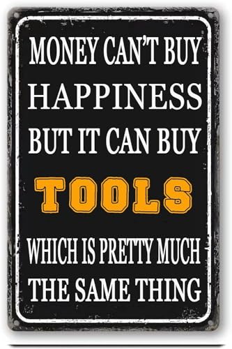 Lustiges Metallschild Blechschilder Geld Keller Dekor Mechaniker Geschäft Zubehör Money Cant Buy Happiness But It Can Buy Tools Schilder Männerhöhle Dekor Garage 20,3 x 30,5 cm Lustiges Metallschild Blechschilder Geld Keller Dekor Mechaniker Geschäft Zubehör Money Cant Buy Happiness But It Can Buy Tools Schilder Männerhöhle Dekor Garage 20,3 x 30,5 cm von AimQurt