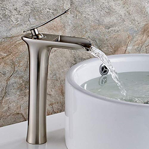 Aimadi Waschtischarmatur Wasserfall Wasserhahn Bad Mischbatterie Badarmatur Waschbeckenarmatur Waschbecken Badezimmer Hoch Gebürsteter Nickel Aimadi Waschtischarmatur Wasserfall Wasserhahn Bad Mischbatterie Badarmatur Waschbeckenarmatur Waschbecken Badezimmer Hoch Gebürsteter Nickel von AIMADI
