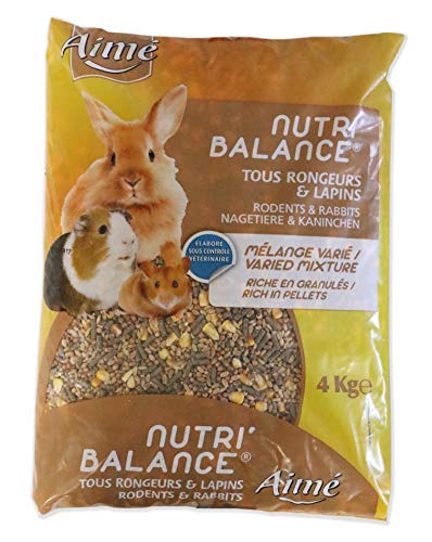 Aime Nahrung für alle Nagetiere und Kaninchen, Nutri-Balance Mahlzeit, gemischte Mischung, reich an Granulat, 4 kg von Aimé