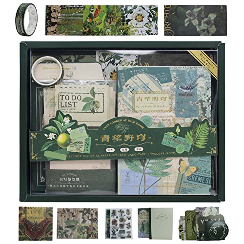Aimeke Vintage Scrapbook Zubehör Set, 256 Stück Bullet Journal Zubehör Vintage Papier Dekoration Scrapbook Set, DIY Geschenk für Teenager und Mädchen von Aimeke