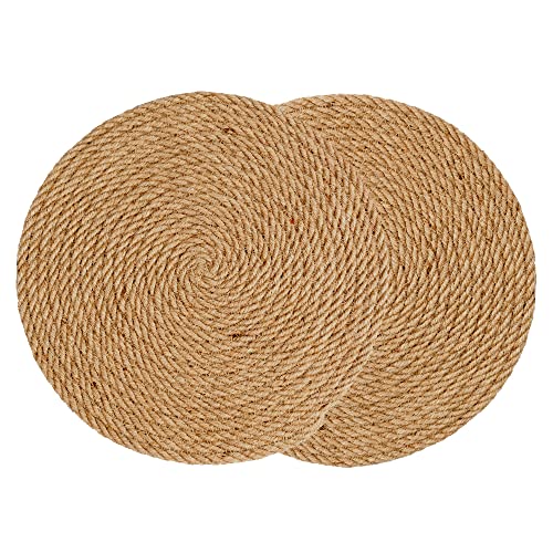 Runde gewebte Tischsets, 30 cm, 2 Stück, natürliche Jute, Küche, Esstisch, rustikal, Boho, hitzebeständig, rutschfest, rund, hitzebeständig, rutschfest, geflochten, Bauernhaus-Tischsets von Aiminjey