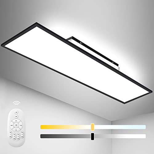 Dimmbare LED Panel 120x30cm Deckenleuchte mit Backlight, 55W Deckenlampe Warm/Natur/Kaltweiß 2700-6500K Tageslichtlampe mit Fernbedienung und Speicherfunktion für Büro Werkstatt Garage Zimmer Küche von Aimosen