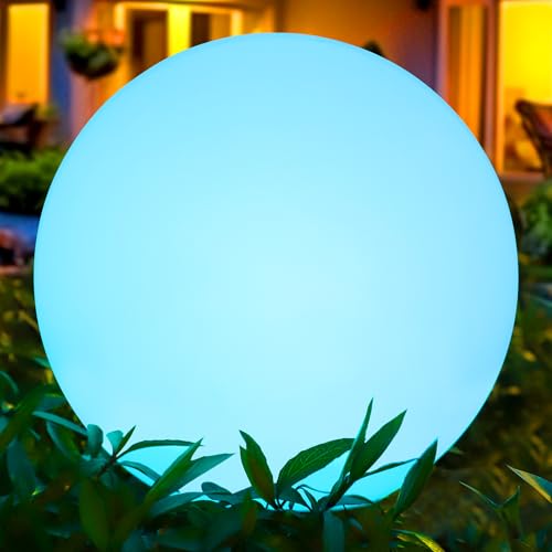 RGB LED 30cm Solarleuchte für außen, IP66 Solarlampe mit Fernbedienung, Solar Kugelleuchte 16 Farbwechsel, 1200mAh Type-C Aufladbar Kugellampe Wasserdicht für Rasen Hinterhof Patio Teich Inneren RGB LED 30cm Solarleuchte für außen, IP66 Solarlampe mit Fernbedienung, Solar Kugelleuchte 16 Farbwechsel, 1200mAh Type-C Aufladbar Kugellampe Wasserdicht für Rasen Hinterhof Patio Teich Inneren von Aimosen