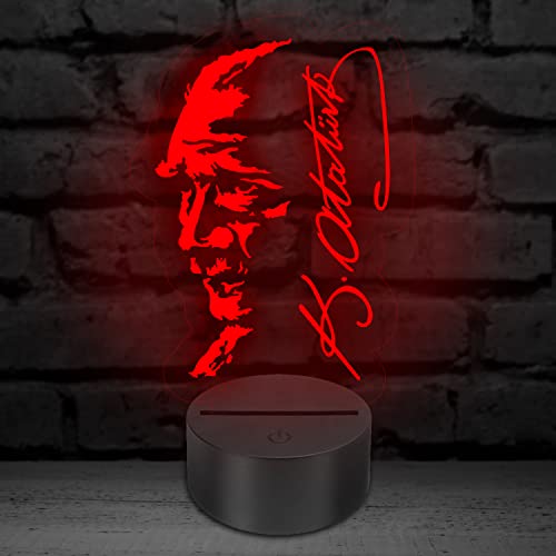 Aina Atatürk Bild Geschenke mit LED Lampe 3D Mustafa Kemal Atatürk imza von Aina