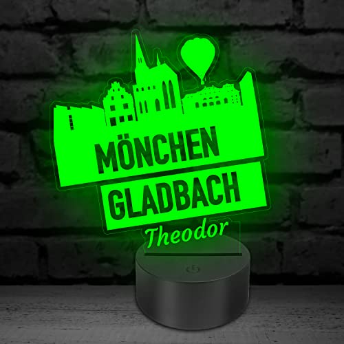 Aina Mönchengladbach Skyline Geschenke Fanartikel mit Namen Gravur 3D LED Lampe Gladbach von Aina