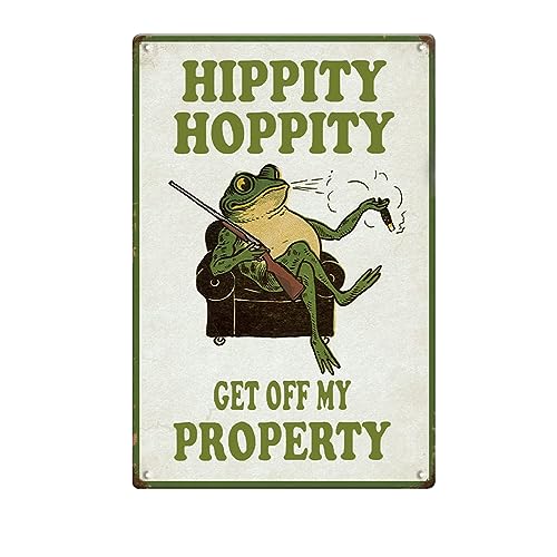 Frosch Dekor Vintage Retro Dekor Schilder für Schlafzimmer Hippity Hoppity Get of My Property Schild Lustig No Trespassing Schilder Private Property Frog Stuff Metall Blechschilder Ästhetische von Ainbash