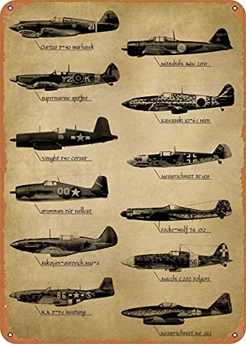WWII Memorabilia Retro Poster Decor Vintage Luftfahrt Flugzeug Dekor Blechschild Mann Höhle Militär Fan Geschenk Home Bar Pub Metall-Blechschild 20,3 x 30,5 cm von Ainbash