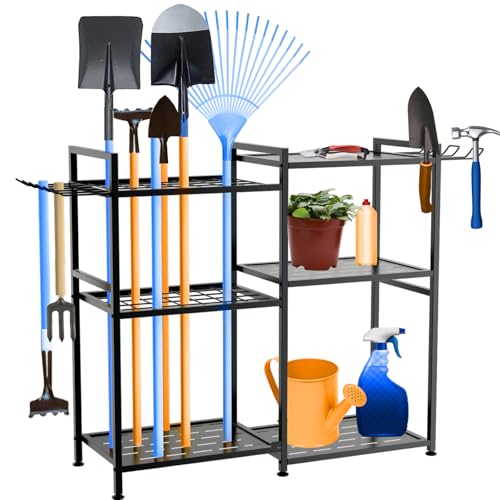 Gartenwerkzeug Organizer mit 4 Haken, Metall Gartengerätehalter für Besen Mop Rechen Schaufel, Gartenwerkzeug aufbewahrung für Garten und Garage Garagen, garten organizer (Schwarze, 84x30x80 cm) Gartenwerkzeug Organizer mit 4 Haken, Metall Gartengerätehalter für Besen Mop Rechen Schaufel, Gartenwerkzeug aufbewahrung für Garten und Garage Garagen, garten organizer (Schwarze, 84x30x80 cm) von Ainbonte