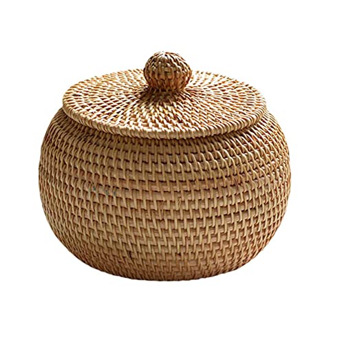 Ainiupi Runde Rattan-Box, Weidenkorb mit Deckel, Brotkorb, Aufbewahrungskorb, Weidengeflecht, Korb für Brot von Ainiupi