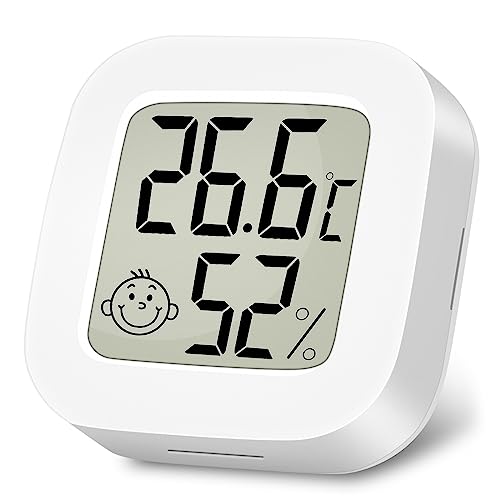 Ainiv Mini LCD Thermometer, Digital Thermometer Innen, Hygrometer Innen, Thermometer Hygrometer, Kabelloses, Luftfeuchtigkeit Meter für Babyzimmer Wohnzimmer Büro Gewächshaus(Weiß) von Ainiv