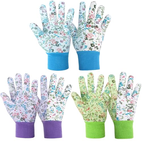 Ainiv Handschuhe für Garten, 3er Set Gartenhandschuhe, Antirutschbeschichtung Arbeitshandschuhe, Einheitsgröße Schutzhandschuhe mit PVC-Punkten und Reißfester Canvas-Stulpe Zum Pflanz Gartenarbeit Ainiv Handschuhe für Garten, 3er Set Gartenhandschuhe, Antirutschbeschichtung Arbeitshandschuhe, Einheitsgröße Schutzhandschuhe mit PVC-Punkten und Reißfester Canvas-Stulpe Zum Pflanz Gartenarbeit von Ainiv