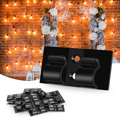 Ainiv 30 Stück Kabelhalter Selbstklebend, Kabelführung Organizer Kabelclips Selbstklebend Kabelklemmen mit 62 Schrauben, Outdoor Dekoration Clips Haken Draht Halter für Weihnachten und Lichterketten von Ainiv