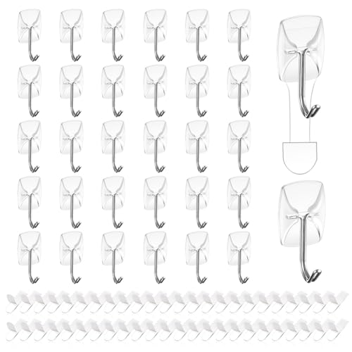 Ainiv 32 Stück Klebehaken, 48 Klebestreifen, Klebehaken mit Metallspitzen, Ohne Bohren Wandhaken Selbstklebend, Haken Selbstklebend Handtuchhaken für Badezimmer Küche Bad Wand Decke-Transparente Ainiv 32 Stück Klebehaken, 48 Klebestreifen, Klebehaken mit Metallspitzen, Ohne Bohren Wandhaken Selbstklebend, Haken Selbstklebend Handtuchhaken für Badezimmer Küche Bad Wand Decke-Transparente von Ainiv