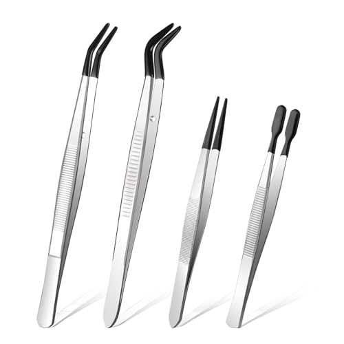 Ainiv Präzisionspinzette, 4PCS Pinzette mit Gummispitzen, Antistatisch Edelstahl Pinzette Inklusive Gerader Spitze Flacher Spitze Langer Gebogener Pinzette für Kunsthandwerk Schmuckherstellung Labor Ainiv Präzisionspinzette, 4PCS Pinzette mit Gummispitzen, Antistatisch Edelstahl Pinzette Inklusive Gerader Spitze Flacher Spitze Langer Gebogener Pinzette für Kunsthandwerk Schmuckherstellung Labor von Ainiv