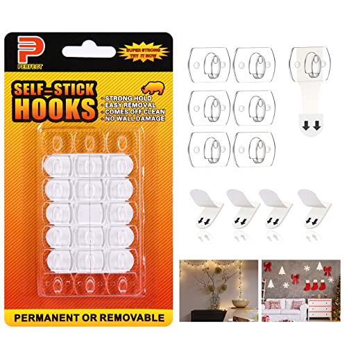Ainiv Dekorationsclips, 40 Stück Minihaken Self-Stick Hooks mit Kleinen Klebestreifen Transparenten Hängeklammern für Lichterketten, Multifunktionale Selbstklebende Haken für Draußen und Drinnen von Ainiv