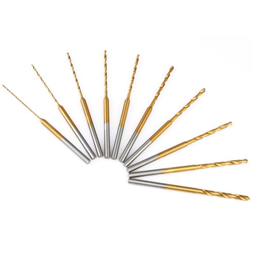 Ainiv Mini Spiralbohrer Set, 10 Stück Mikrogravurbohrer, 0,6mm-2,2mm, HSS 2,35mm Schaft mit Titancarbid Beschichteter Winziger Bohrer Lochbohrwerkzeug für DIY Harz, Schmuck, Bernstein, Leiterplatte von Ainiv