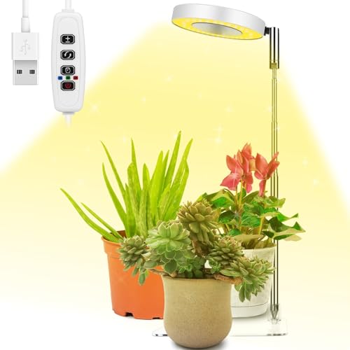 Ainiv Pflanzenlampe, 48LED-Lampenperlen Pflanzenlicht, USB Pflanzenlampen mit Timer, Verstellbarer Wachstumslampe, Vollspektrum Pflanzenleuchte für Zimmerpflanzen, 3 Lichter Modi und 10 Helligkeit von Ainiv