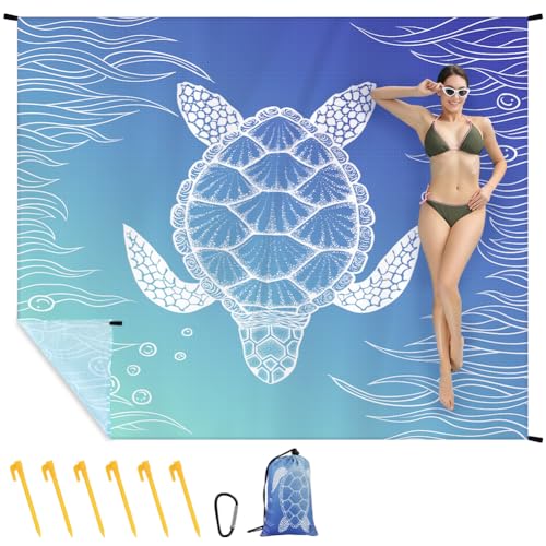 Ainiv Picknickdecke 140 x 200 cm, Tragbar Stranddecke mit Befestigung Ecken und Praktischem Karabiner Ultraleicht Ultradünne Stranddecke, Outdoor Decke für Strand, Picknick, Camping und Wandern von Ainiv