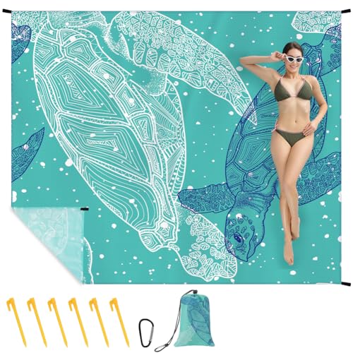 Ainiv Picknickdecke 140 x 200 cm, Tragbar Stranddecke mit Befestigung Ecken und Praktischem Karabiner Ultraleicht Ultradünne Stranddecke, Outdoor Decke für Strand, Picknick, Camping und Wandern von Ainiv