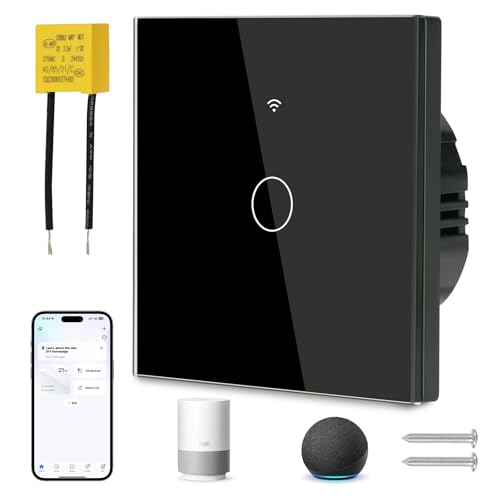 Ainiv Smart WiFi Lichtschalter 1 Fach 1 Weg 2.4GHz Alexa Google Home Unterstützung Tuya APP Sprachsteuerung Gehärtetem Glas Touch Rahmen WandSchalter Unterputz Schwarz Ainiv Smart WiFi Lichtschalter 1 Fach 1 Weg 2.4GHz Alexa Google Home Unterstützung Tuya APP Sprachsteuerung Gehärtetem Glas Touch Rahmen WandSchalter Unterputz Schwarz von Ainiv