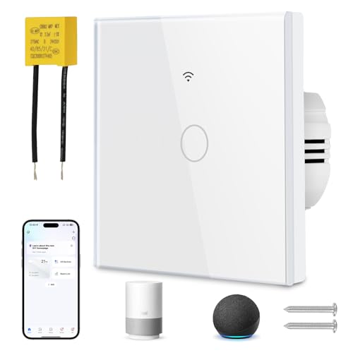Ainiv Smart WiFi Lichtschalter 1 Fach 1 Weg 2.4GHz Alexa Google Home Unterstützung Tuya APP Sprachsteuerung Gehärtetem Glas Touch Rahmen WandSchalter Unterputz Weiß Ainiv Smart WiFi Lichtschalter 1 Fach 1 Weg 2.4GHz Alexa Google Home Unterstützung Tuya APP Sprachsteuerung Gehärtetem Glas Touch Rahmen WandSchalter Unterputz Weiß von Ainiv