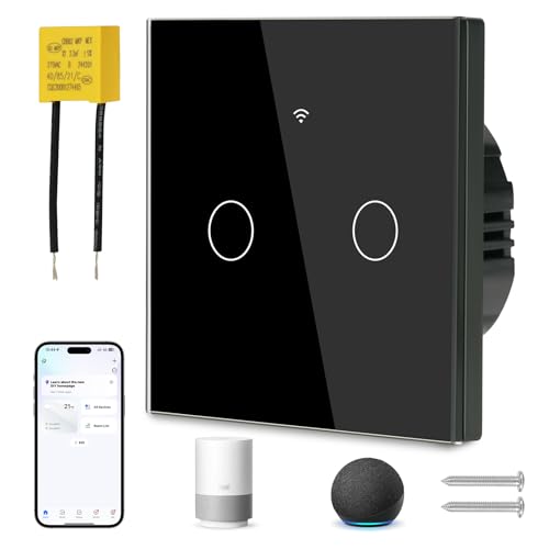 Ainiv Smart WiFi Lichtschalter 2 Fach 2.4GHz Alexa Google Home Unterstützung Tuya APP Sprachsteuerung Gehärtetem Glas Touch Rahmen WandSchalter Unterputz Schwarz Ainiv Smart WiFi Lichtschalter 2 Fach 2.4GHz Alexa Google Home Unterstützung Tuya APP Sprachsteuerung Gehärtetem Glas Touch Rahmen WandSchalter Unterputz Schwarz von Ainiv