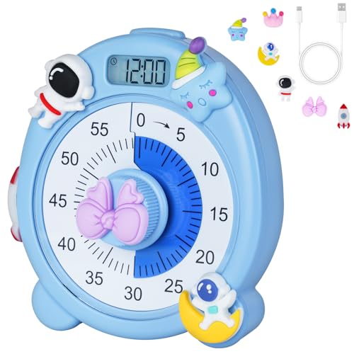 Ainiv Visueller Timer, 60 Minuten Countdown Timer für Kinder Lehrer, Eieruhren, Wiederaufladbarer Leiser Magnetischer Küchentimer mit Nachtlicht für Unterrichten Kochen Meeting Klassenzimmer (Blau) von Ainiv