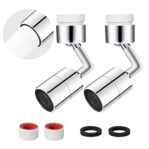 Ainiv Luftsprudler Wasserhahn, 2 Stück 720° Schwenkbarer Wasserhahn mit Spritzfilter, Zinklegierung Verstellbarer Wassersparender Wasserhahn, Perlatoren für Wasserhähne für M22/24 Wasserhahn Küche Bad von Ainiv