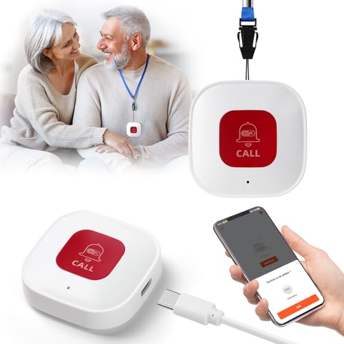 Ainiv WiFi Smart Senioren Notruf SOS Notrufknopf, Hausnotruf Senioren Notfallknopf Alert System für ältere Patienten Behinderte, Kompatibel mit Tuya Smart/Smart Life (Unterstützt Wi-Fi 2.4GHz) von Ainiv