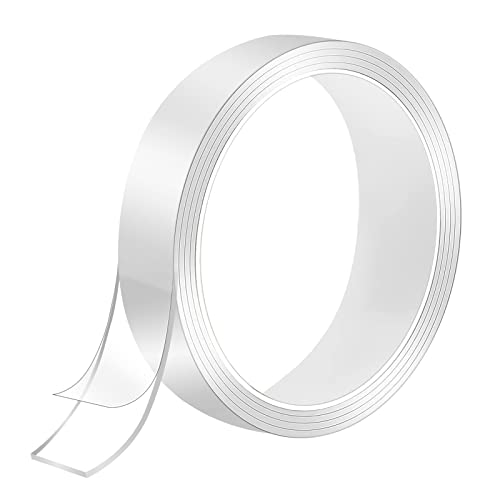 Transparenter Klettverschluss, 2,3 cm x 1 m x 2 mm, Schrumpffolie Ainiv Doppelklebeband, Doppelseitiges Klebeband Extra Stark, Nano Double Sided Tape, Entfernbares Beidseitiges Klebeband von Ainiv